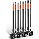 DYRECELVE 6-Inch Long Security Torx Bit Set, 8-Pack Impact T8-T40 Star Bits | Magnetic Long Tamper Proof Torx Bit Set, S2 Steel, CNC Tips, 1/4-Inch Hex Shank for Impact Driver and Power Drill