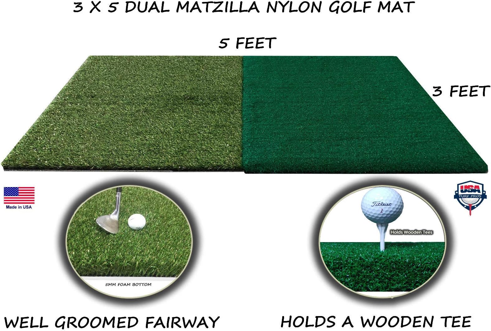 Dual Turf Matzilla Golf Mat 3 Feet x 5 Feet