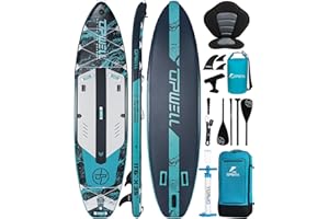 UPWELL 10'6"/11'/11'6" Inflatable Paddle Board, Stand Up Paddlboard for Youth & Adults, Stable Design, Premium SUP Accessories, Backpack, Leash, Hand Pump, Fins