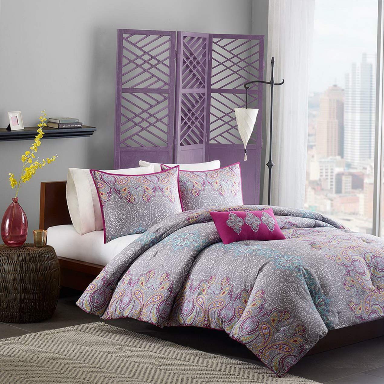 Amazon Com Kaputar Modern Chic Purple Pink Grey Teal Blue