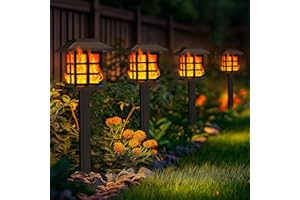 PEVOROS Solar Lights Outdoor,12 Pack Solar Torch Lights Garden Decor with Flickering Flame,Waterproof Solar-Powered Light Tiki Torches for Outside,Flame Torches for Garden Patio Pathway Yard Decor