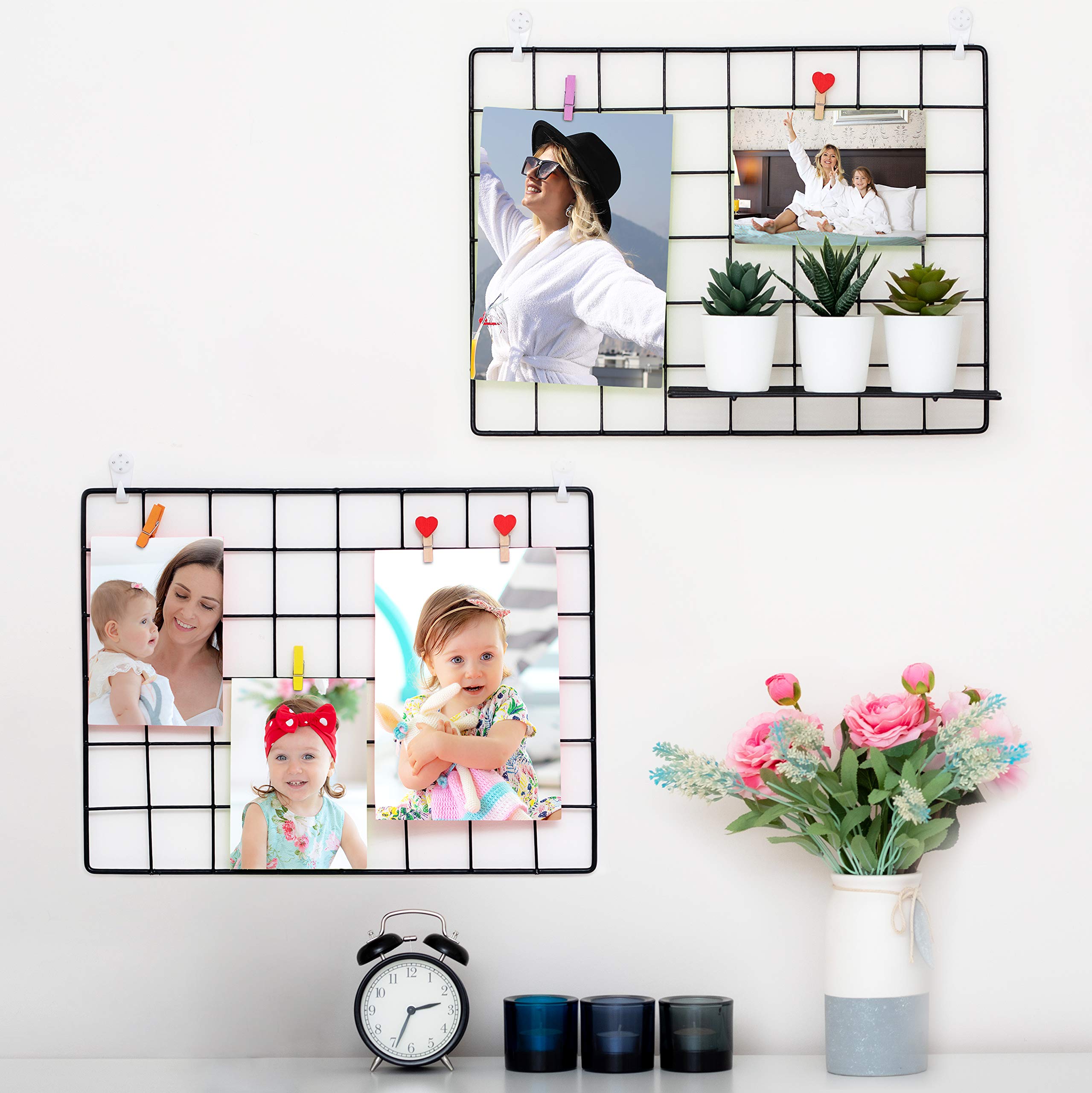 Photo 1 of 2 Pack Wire Wall Grid Panel | Photo Display Gridwall | Metal, Black & Magnetic Panels | Mesh Storage Organizer & Picture Frame | Hanging Home, Office & Kitchen Décor | Wire Notice Board