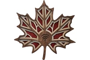 Maple Leaf Fridge Magnet with NFC Functionality, Artisan Crafted Laser Cut Natural Wood, WiFi Sharing, Housewarming Gift