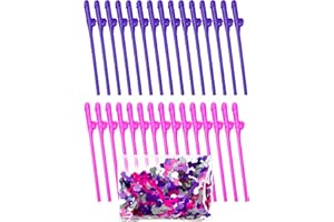 SAGNA 20pcs Bachelorette Party Pennis Straws, Crazy Funny Drinking Straw, Hen Naughty Party Straw Confetti Pack