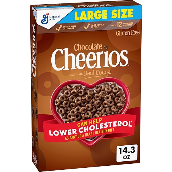 CHOCOLATE CHEERIOS, HEART HEALTHY GLUTEN FREE BREAKFAST CEREAL, MADE WITH WHOLE GRAIN OATS, LARGE SIZE, 14.3 OZ