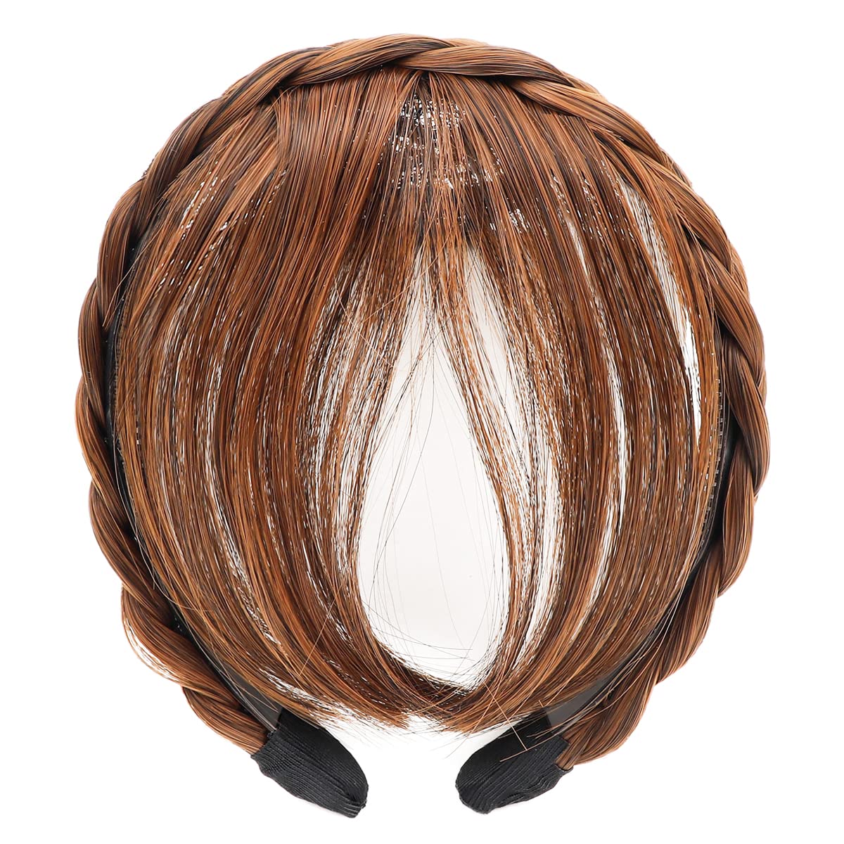 FERCAISH Front Hair Bangs Wigs Headband, French Bangs Fringe Hair Extensions Synthetic Wigs for Women Girls (Light Brown, 15 x 13 x 1.8 cm)