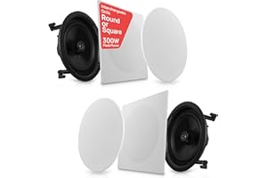 Pyle Pair 10” Flush Mount in-Wall in-Ceiling 2-Way Speaker System Spring Loaded Quick Connections Changeable Round/Square Gri
