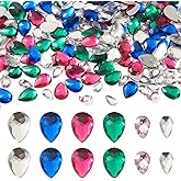 Pandahall 1200Pcs Teardrop Sew On Rhinestones Crystal Rhinestone Flat Back Gems Cabochons 6 Colors Acrylic Drop Shaped Cabochons for Costume Embelishments Jewelry Craft Garment Design
