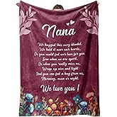Afterprints Nana Gifts, Blanket with Flowers & Letter Print, Gifts for Nana on Birthday, for Nana from Grandkids, Soft Throw Blankets 50" x 60"