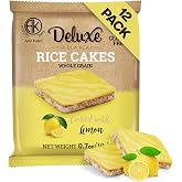 Deluxe &amp; Bla Bla Rice Cakes 12 Pack &ndash; Whole Grain, Gluten-Free, Kosher, Low-Calorie Snack - Coated with Lemon - Healthy &amp; Crunchy Treat - Individually Wrapped, (19g Each)