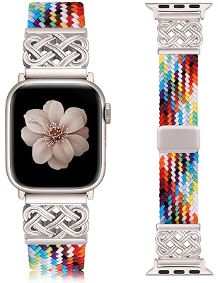 TOYOUTHS Braided Magnetic Band Compatible with Apple Watch Bands 42/44/45/46/49mm Women Men, Dressy Celtic Metal Fancy Stretchy Bracelet Strap for iWatch Series 11 10 9 8 7 6 5 4 SE/Ultra 3 2 1