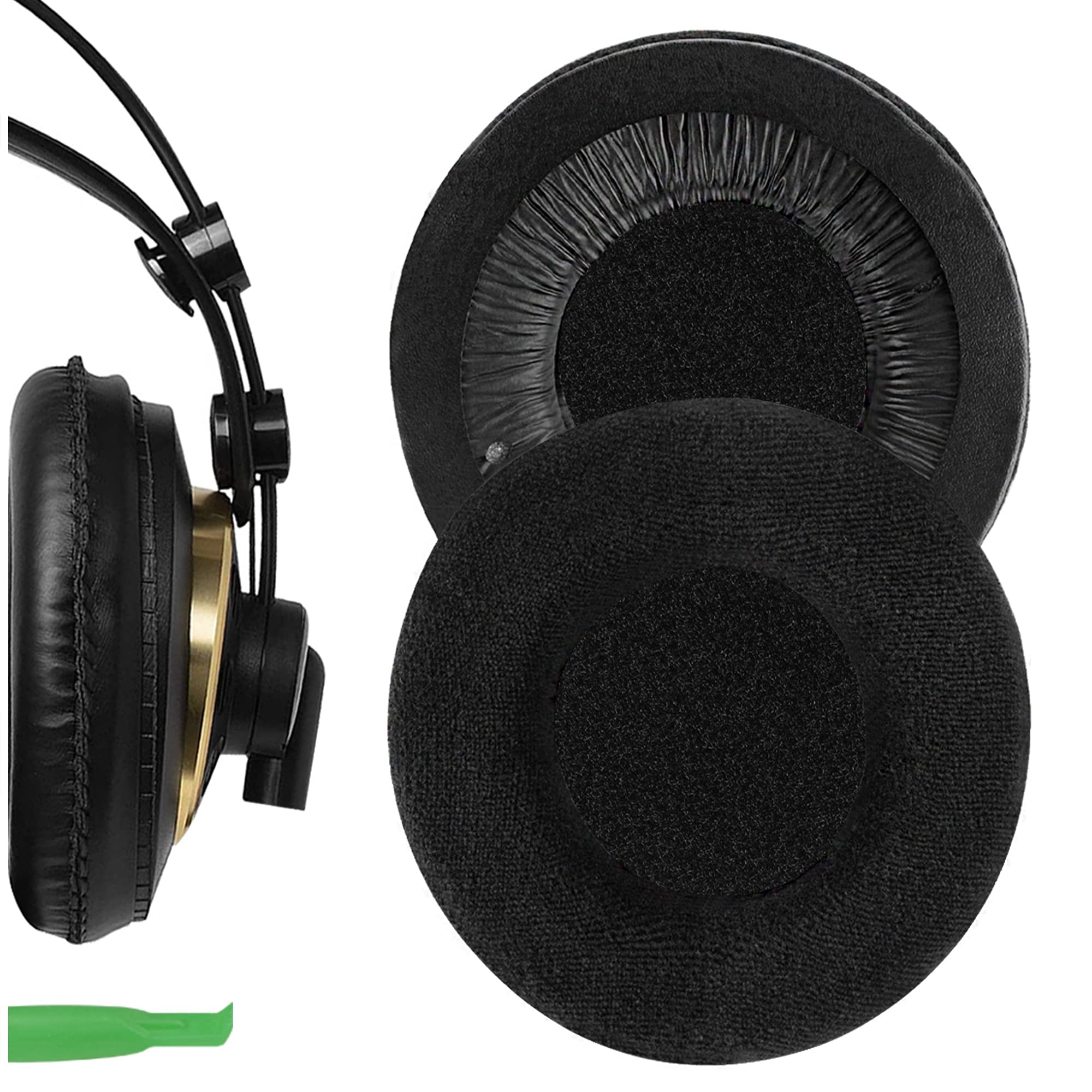 Geekria Comfort Velour Replacement Ear Pads for AKG K240/ K240S/ K240MKII/ K241/ K270/ K271/ K271S/ K272/ K52/ K72/ K92/ K242/ K340/ K550/ K551 Headphones, with Video Guide (Black)