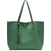 Nodykka Women Tote Bags Top Handle Satchel Handbags PU Faux Leather Tote Bag with Tassel Shoulder Purse