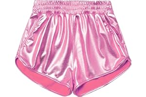 Mirawise Girls Metallic Shorts Shiny Hot Pants Sparkly Dance Outfits Short Pants