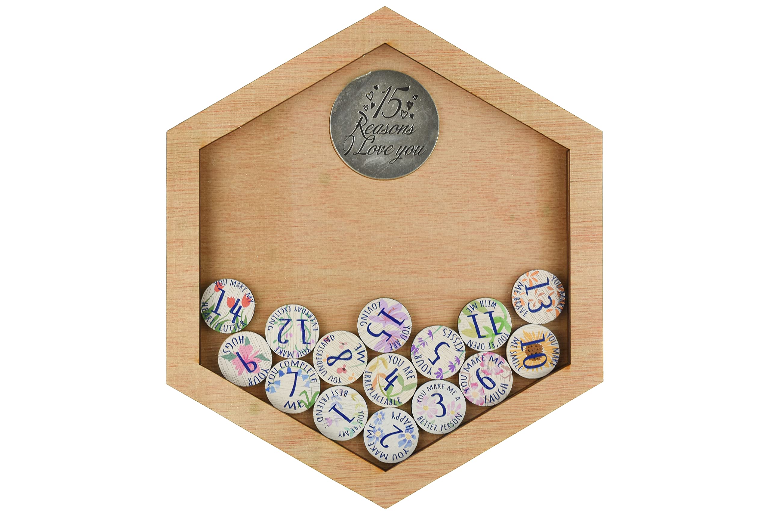 7th Anniversary 10 Reasons I Love You Frame and Full Colour Love Tokens