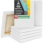 ARTEZA Stretched Canvas, 5 x 7 Inches, Pack of 12, Blank White Canvas for Painting for Acrylic, Oil and Gouache Paints