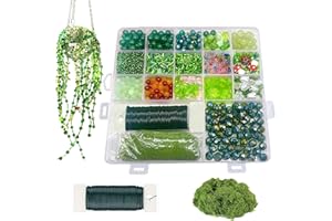 XHYMIA Green Glass Beads Kit, Forever Plant Beaded for Succulent Plant Making and DIY Crafts