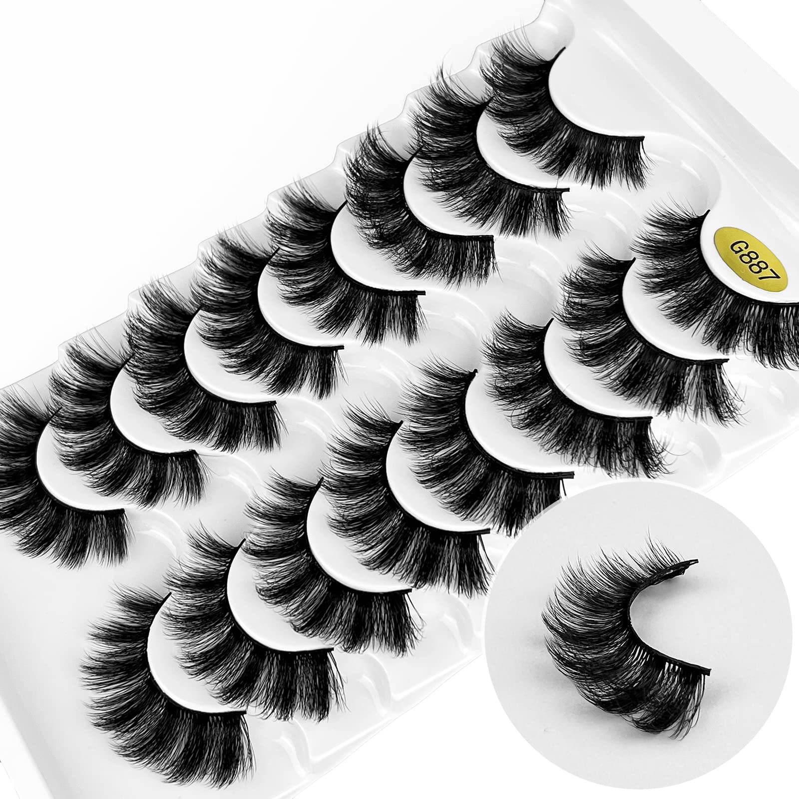 KOKAY False Eyelashes Russian Strip Lashes Faux Mink Lashes 8 Pairs DD Curl, Reusable Fluffy 3D Fake Eyelashes Thick Soft Waterproof for Gift (K007,15MM)
