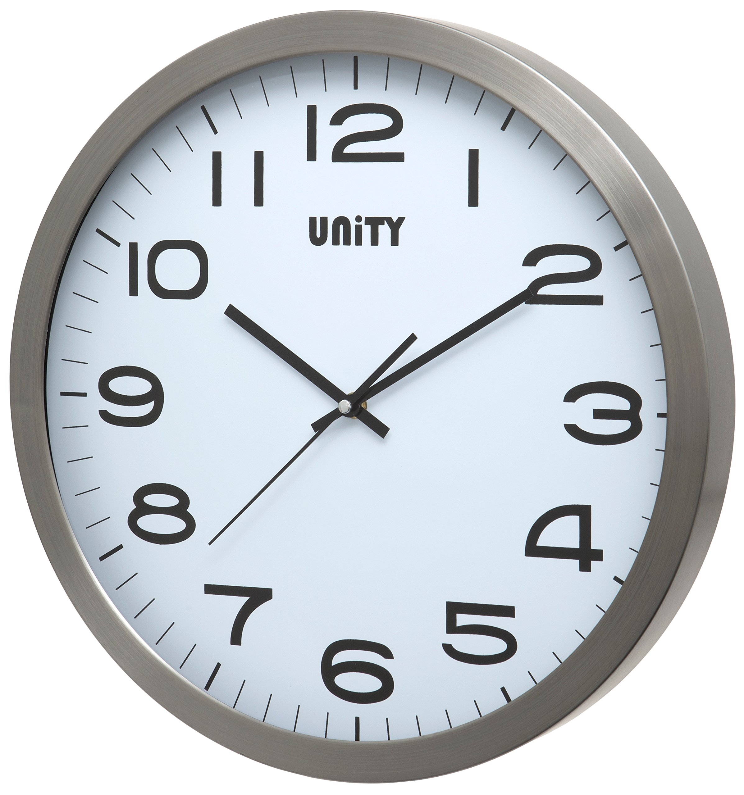 Unity UNSW240 Manhattan Metal Wall Clock, Silver, 40 x 40 x 3 cm