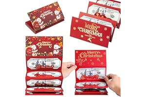 2Pcs Christmas Cash Envelopes with 6 Slots,Xmas Card Holder,Holiday Cash Envelope,Santa Claus Money Holder for Christmas Part