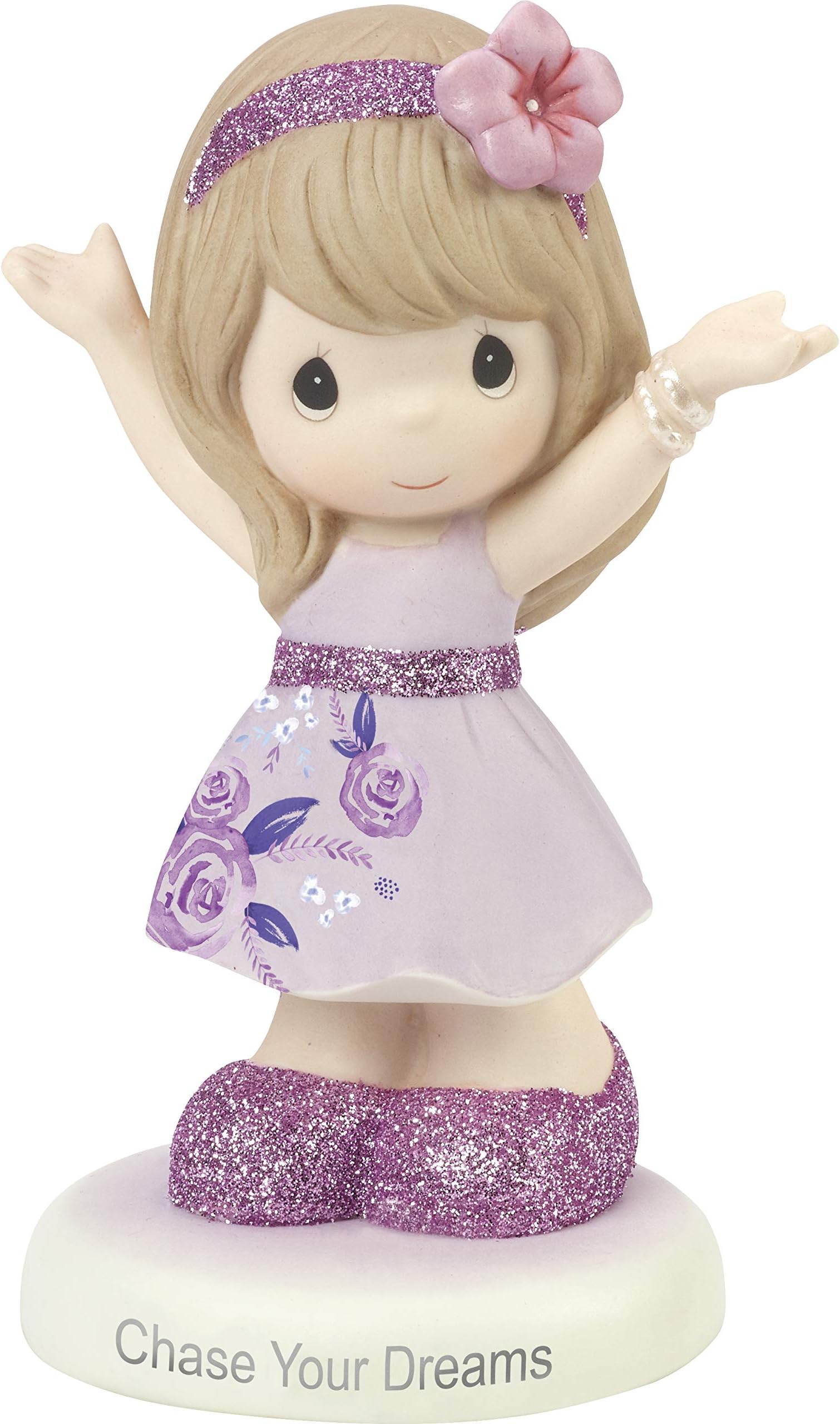 Precious MomentsChase Your Dreams Girl in Floral Dress Bisque PorcelainFigurine 182003, Multi