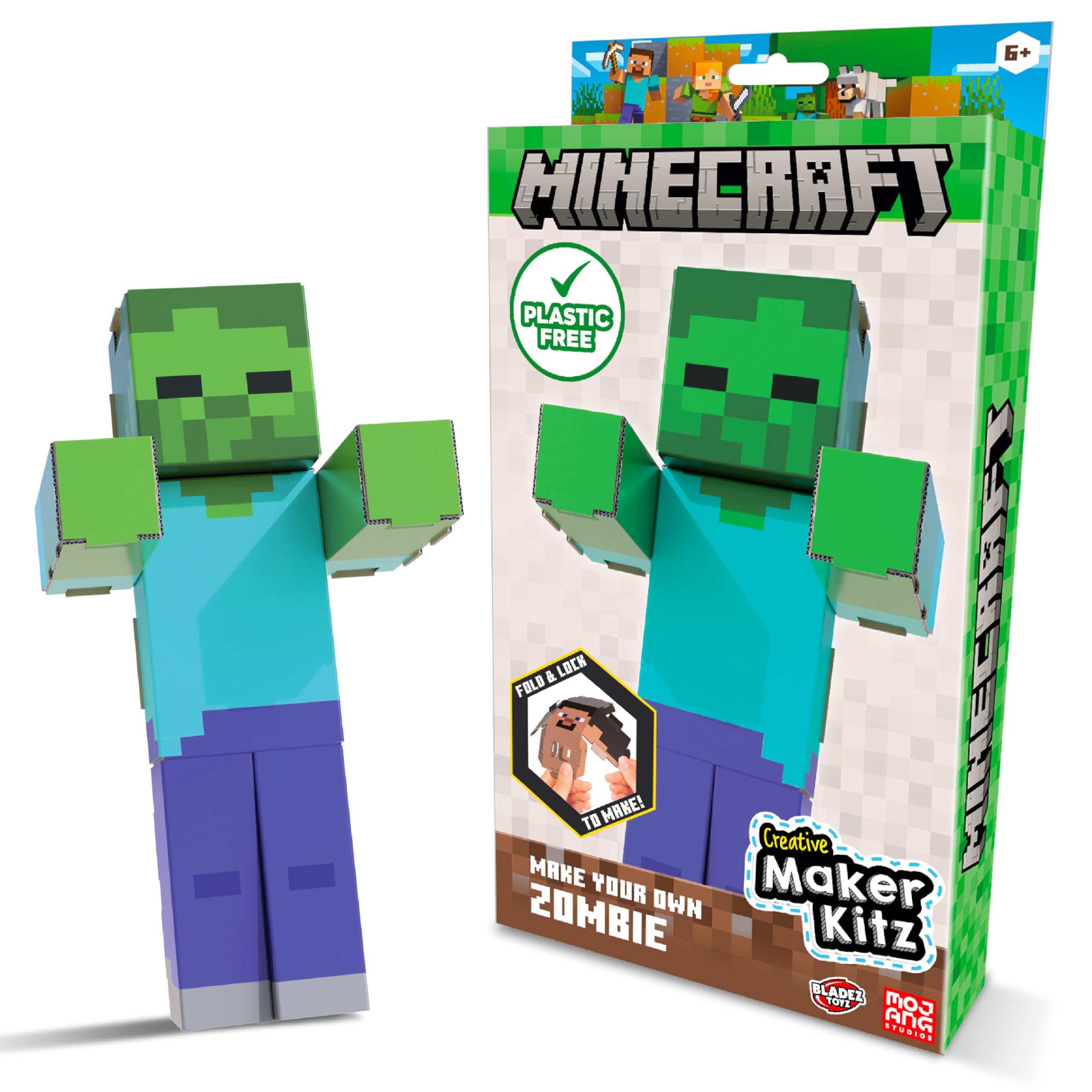 BLADEZ Minecraft Make Your Own Zombie, Licensed Craft Set, Arts and Crafts for Boys and Girls, Licensed Toy for Kids, Creative Maker Kitz Toyz