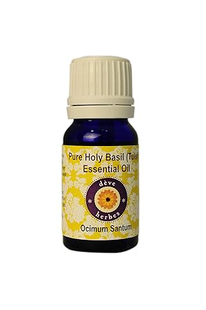 Deve Herbes Pure Holy Basil (Tulsi) EssentialOil (Ocimum sanctum) Therapeutic Grade Steam Distilled 10ml