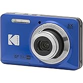 KODAK PIXPRO FZ55-BL 16MP Digital Camera 5X Optical Zoom 28mm Wide Angle 1080P Full HD Video Li-Ion Battery 2.7" LCD Vlogging