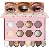 UCANBE 8 Color Matte Sparkling Shimmer Baked Eyeshadow Palette &ndash; Highly Pigmented, Smooth &amp; Blendable Formula with Neutral &amp; Earthy Tones for Everyday &amp; Dramatic Eye Makeup Pallet