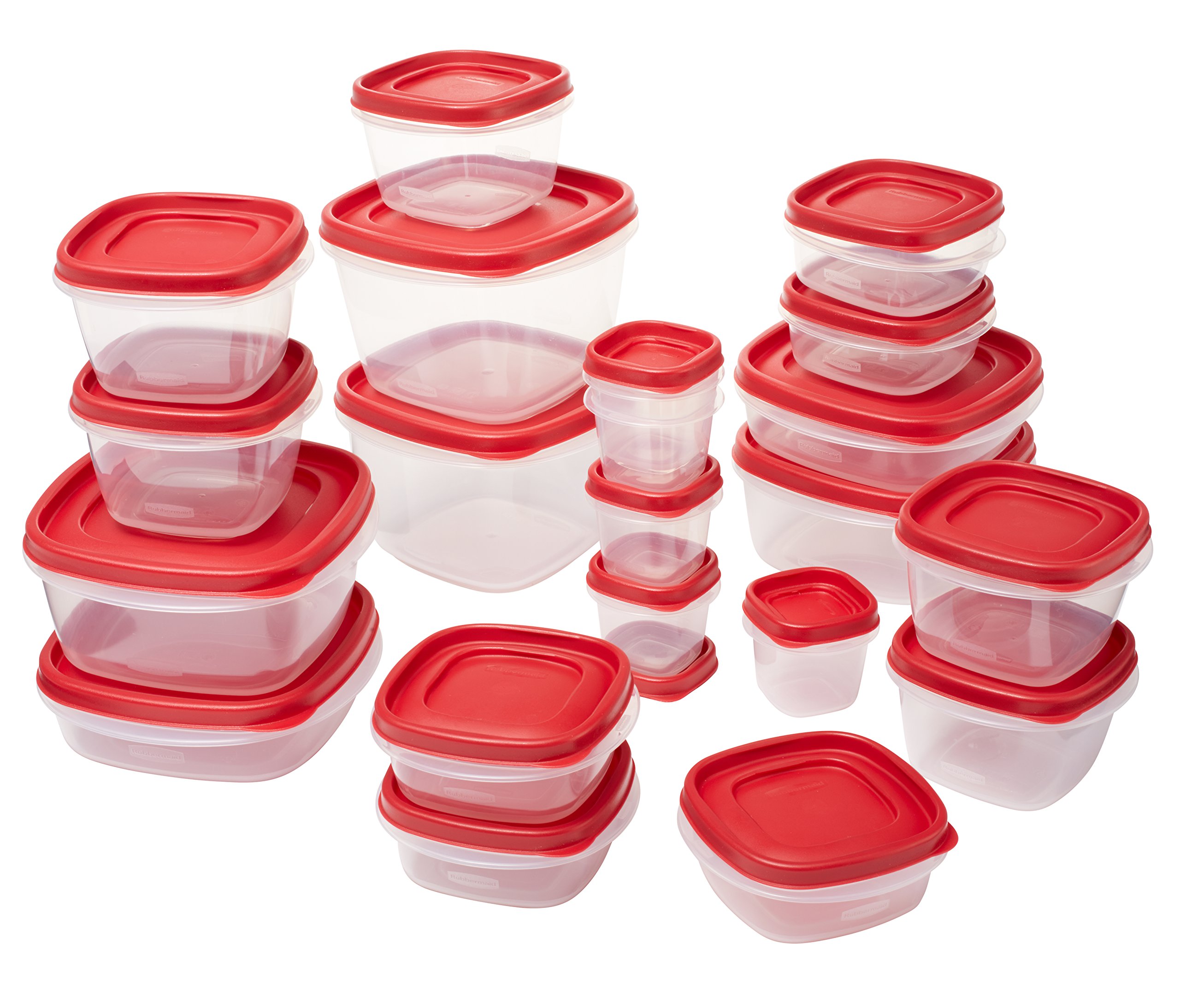 Rubbermaid Easy Find Lids Food Storage Containers, Racer Red, 42Piece