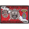 Bayonet Design TM - Special Forces Underwater Operations Embroidered Patch - 4" X 2 1/2" Wax Backed (Diver Down Style) Merrowed Edge - Green Beret - Combat Diver - ODA - SFG