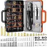Preciva Threaded Inserts Set, 750Pcs Heat Set Inserts Nuts Bolts with M2 M3 M4 M5 M6 Insert-Tip, 60W Soldering Iron, Tweezer and Holder, for 3D Printer Parts or Plastic Parts