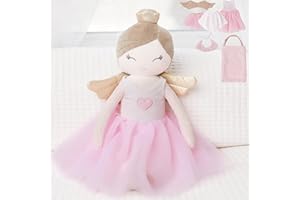 Perfectto Design Ballerina Princess Doll Stuffed Animal for Girls Toy Set - Bag, Tutu, Wings Play for 3 4 5 Year Old Girl Gift for Little Girl, Birthday, Christmas Age 3-9