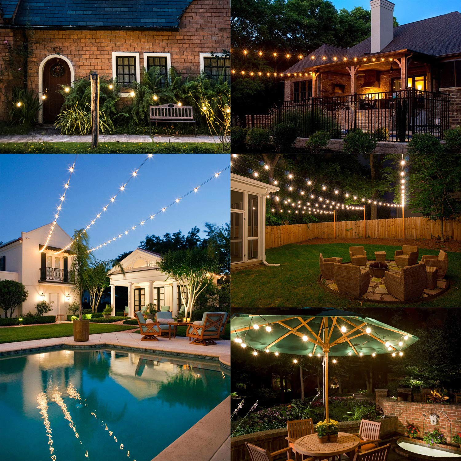 Wedding 30 LED Bulbs Fuyit Outdoor String Lights Gazebo 35ft G40 IP65