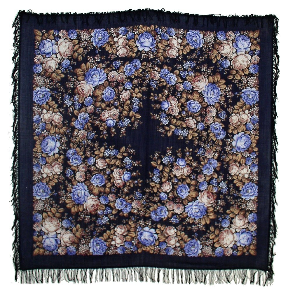 Pavlovoposadskiy Platok Women's Russian Wool Shawl With Wool Fringes Pavlovoposadskiy Platok Women's Russian Wool Shawl With Wool Fringes