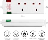 ExtraStar 2 Way Double Socket Power Mains Extension Lead 1M 13A Surge Protected view 2
