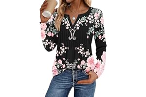 Zeagoo Womens Long Sleeve Tops 2025 V Neck Pleated Shirts Dressy Casual Tunic Blouses Loose Fit Fall Fashion Clothes