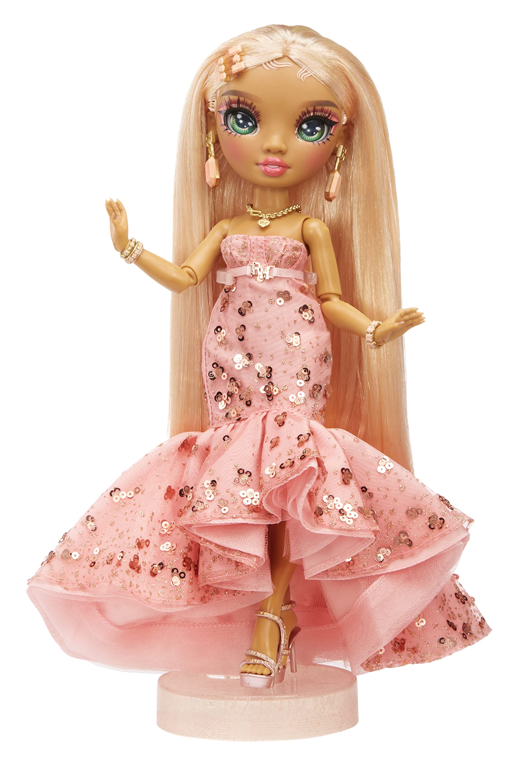 Rainbow High Rainbow Vision Rainbow Divas- Sabrina St. Cloud (Rose-Quartz Pink) Posable Fashion Doll w/ 2 Designer Outfits Mix & Match+Vanity Playset, Great Toy Gifts Kids 6-12 Years Old & Collectors