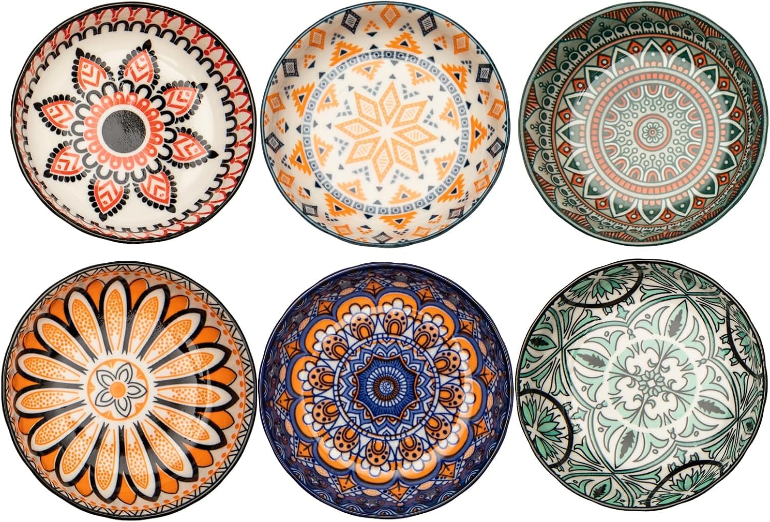 TuYines Porcelain Tapas Dishes,Snack Bowls for Tapa,Tapas Bowl Set,Ceramic Dipping Bowls,6pcs Ø 10 cm Small Spice Bowl,Dishes Sauce Dishe for Sushi,Sauce,Snack and Soy