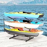 HEONITURE Kayak Storage Rack, Heavy-Duty Metal Kayak Storage Rack Adjustable Freestanding Kayak Stand, Canoe and Paddleboard Kayak Rack for Indoor & Outdoor Use