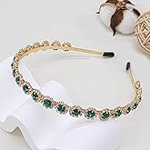 Ammei Headpiece Bridal Headpiece Wedding Headband with Crystal and Hair Accessories (Green, 5.5'')