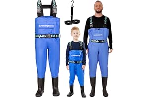 DaddyGoFish Chest Waders for Kids and Adults, Fishing and Hunting Waders with a Pocket and a Wader Hanger