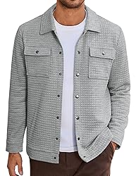 COOFANDY Mens Waffle Shirt Jackets Casual Stylish