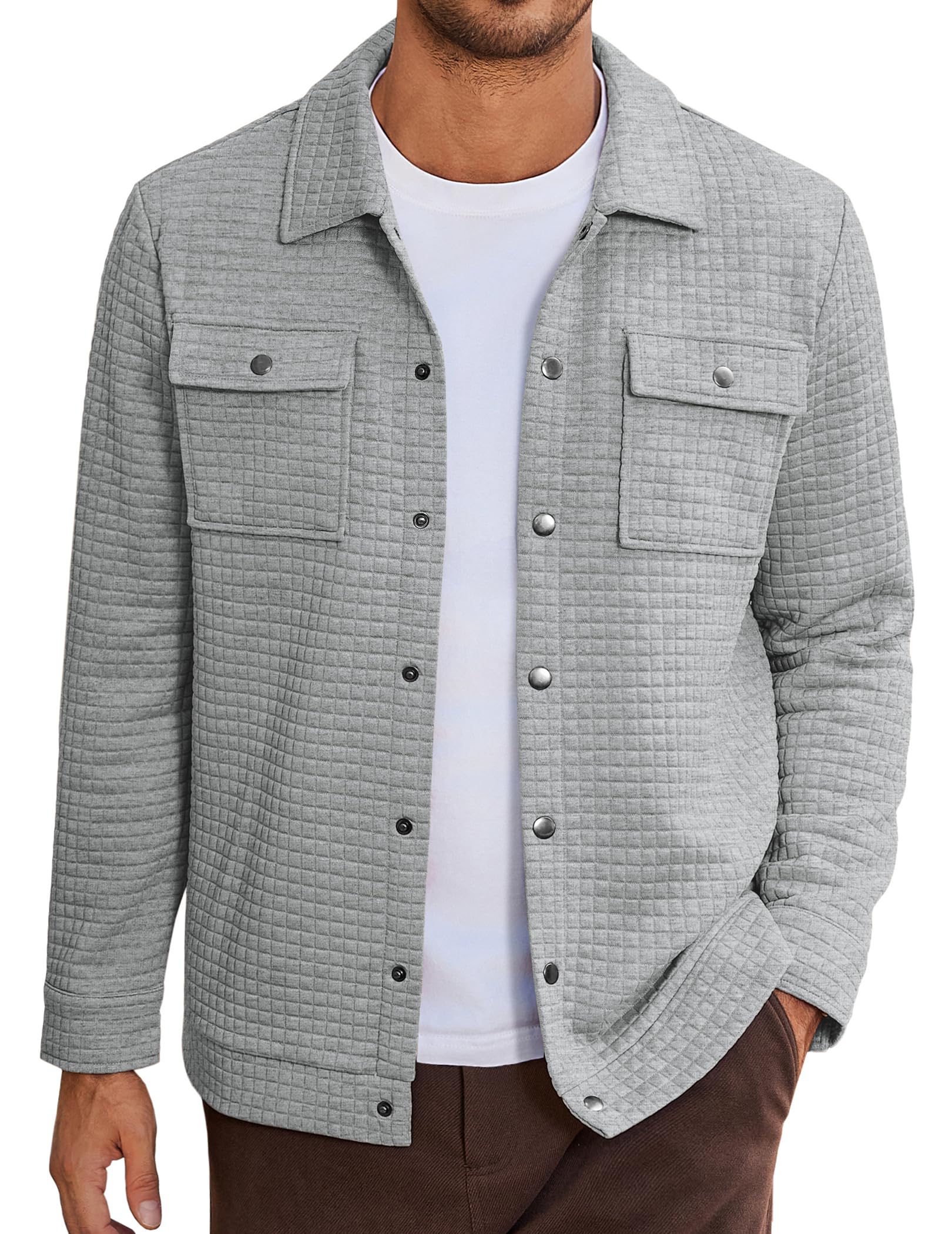 COOFANDY Mens Waffle Shirt Jackets Casual Stylish