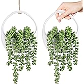 Der Rose 2 Packs Fake Hanging Plants Succulents with Strings Artificial Plants Indoor Outdoor for Boho Wall Decor