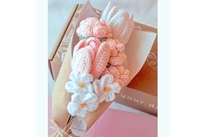 LOVE CRUSHET Handmade Crochet Flower Bouquet Blanket,Crochet Tulips,Preserved Flowers Bouquet,Teacher Gifts for Women,Graduation Flower Bouquet,Teacher Appreciation Gifts