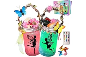 FOMOMDI DIY Fairies in a Jar, Color Changing Fairy Lantern Night Light Kit with Remote Control, Kids Girls Birthday Holiday G