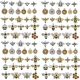 Youdiyla 100pcs Alloy Enamel Bee Charm Mixed Honey Bee Pendant Charms Vintage Insect Jewelry Findings for DIY Necklace Bracelet Crafts SN1009