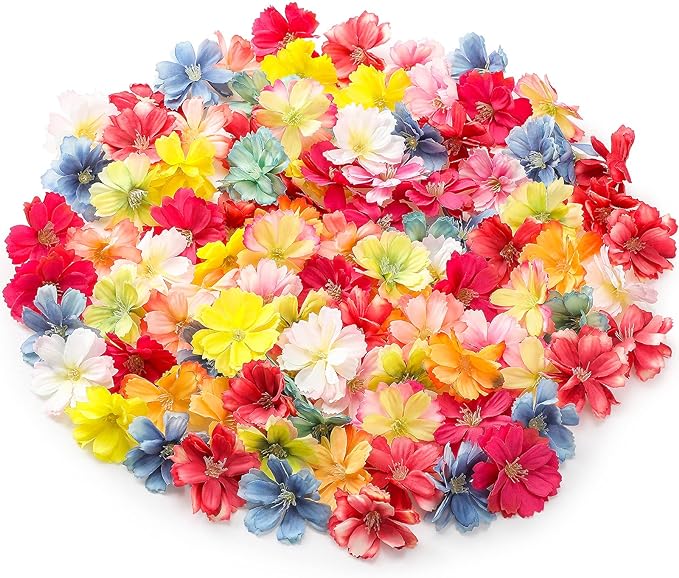 100 Pieces Fake Flower Heads in Bulk Wholesale Colorful Artificial