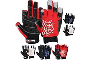 MRX BOXING & FITNESS Sailing Gloves Sticky Palm Gripy Glove Yachting Kayak Dinghy Fishing 2 Cut Finger (Red 2XL)